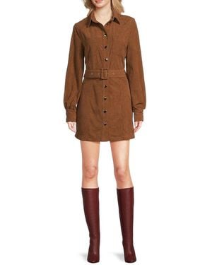 AREA STARS Sosi Corduroy Regular Mini Shirtdress - Brown
