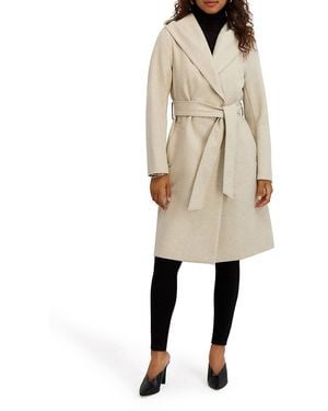 Kensie Belted Hood Wrap Coat - Natural