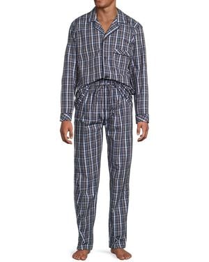 Majestic Poplin Long-Sleeve Pajama Set - Blue