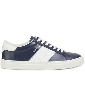 Bally Logo Leather Low-Top Sneakers - Blue