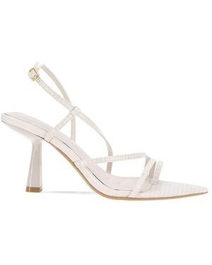 BCBGeneration Ilita 80Mm Snake-Embossed Faux Leather Strappy Sandals - White
