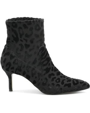 Charles David Arber Leopard-Flocked Heel Sock Booties - Black