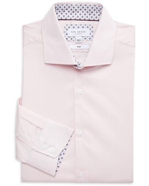 Ted Baker Contrast-Lined Slim-Fit Dress Shirt - Pink
