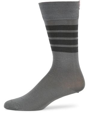 Thom Browne Bar Striped Crew Socks - Grey