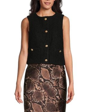 4th & Reckless Felicia Tweed Short Length Button Vest - Black