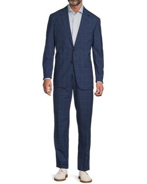 Hart Schaffner Marx Plaid Two-Button Chicago-Fit Suit - Blue