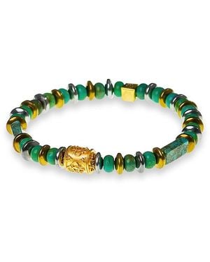 jean claude Dell Arte 24kgoldplated Sterling Silver, Turquoise & Hematite Beaded Bracelet - Green