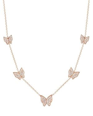Chloe and Madison 14k Rose Gold Vermeil & Cubic Zirconia Butterfly Station Necklace - Natural