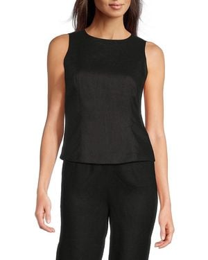 Saks Fifth Avenue 100% Linen Tailored Fit Top - Black