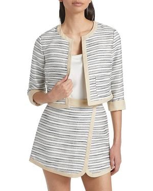 If Only Studio Striped Tweed Crop Jacket - Grey