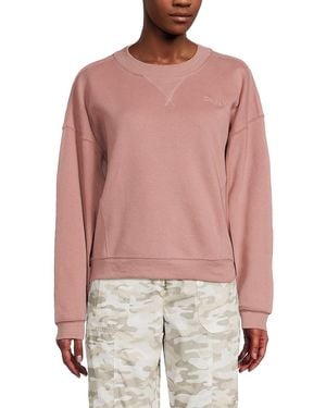 DKNY Drop Shoulder Cotton-Blend Sweatshirt - Red