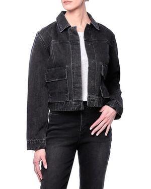 Nicole Miller Envelope Cargo Denim Jacket - Black