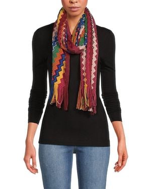 Missoni Chevron Wool Blend Scarf - Red