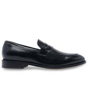 Anthony Veer Gerry Apron Toe Leather Penny Loafers - Black