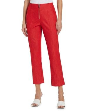 Cinq À Sept Loren Front-Zip Crop Pants - Red