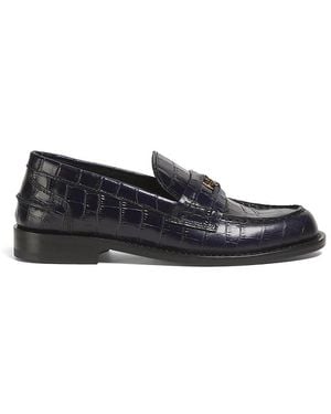 Roberto Cavalli Croc-Embossed Leather Penny Loafers - Black