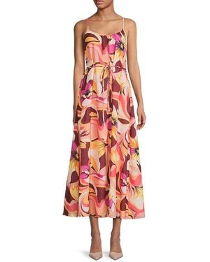 Sam Edelman Palm Royal Pleated Maxi Dress - Red