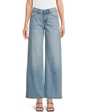 Joe's Jeans Whiskered Stretch-Cotton Wide-Leg Jeans - Blue