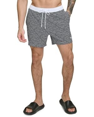 DKNY Standard Fit Flat Front Swim Shorts - Blue