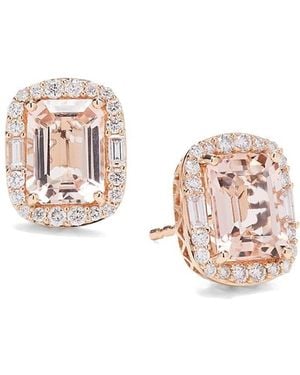 Effy 14K, Morganite & 0.43 Tcw Diamond Stud Earrings - White