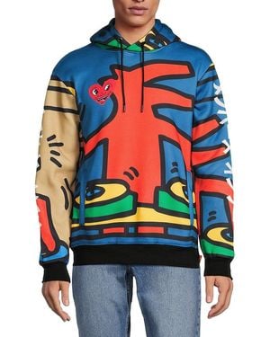 Members Only Haring Graphic Drawstring Hoodie - Blue