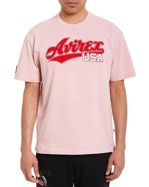 Avirex Script Cotton Logo Tee - Pink