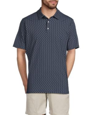American Heritage Geo-Print Performance Polo Shirt - Blue