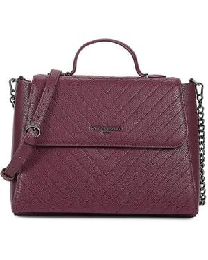 Karl Lagerfeld Charlotte Leather Two Way Satchel - Purple