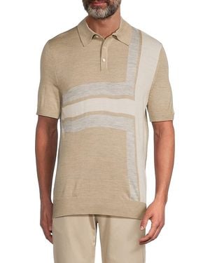 Ted Baker Intarsia Knit Merino Wool-Blend Polo Shirt - Natural