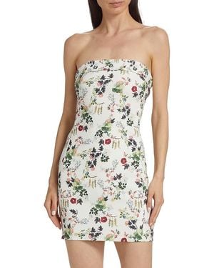 Alice + Olivia Kelly Floral Crepe Minidress - White