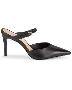 Saks Fifth Avenue 93Mm Point Toe Leather Heeled Mules - Black