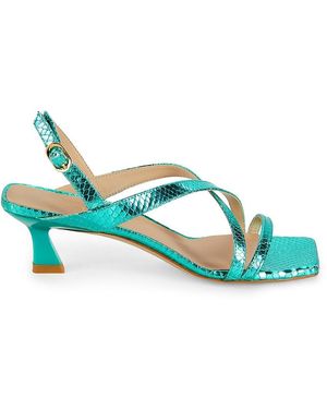 Stuart Weitzman Oasis 50Mm Leather Kitten-Heel Sandals - Blue