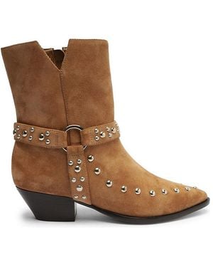 SCHUTZ SHOES Rhiannon 50Mm Suede Studded Ankle Boots - Brown
