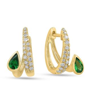 Effy 14K, Tsavorite & Diamond Huggie Earrings - Metallic