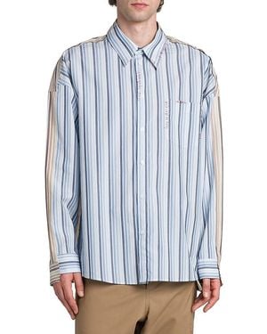 Marni Striped Cotton Boxy-Fit Shirt - Blue