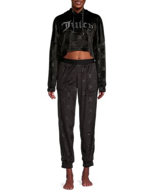 Juicy Couture 2-piece Logo Hoodie & Joggers Set - Black