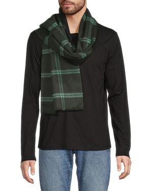 Vince Windowpane Merino Wool Blend Scarf - Black