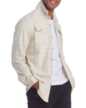 PINOPORTE 'Checked Linen-Blend Shirt - White