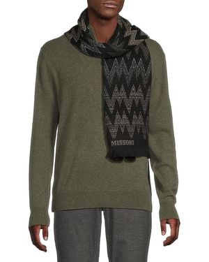 Missoni Zig Zag Wool Blend Scarf - Green