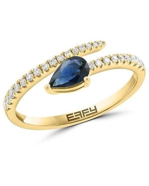 Effy 14K, Sapphire & Diamond Ring - Metallic
