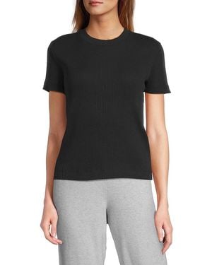 Vince Rib-knit Stretch Cotton Top - Black