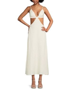 Cult Gaia Selah Cut Out Linen Blend Midi Dress - White