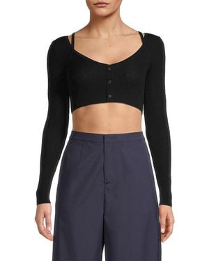 Jason Wu Merino Wool Crop Top - Black