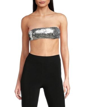 LAQUAN SMITH Sequin Bandeau Crop Top - Black