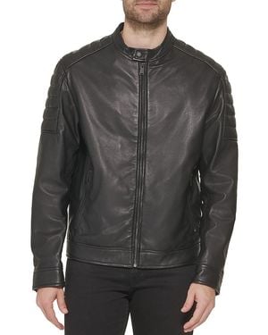 Cole Haan Leather Moto Jacket - Gray