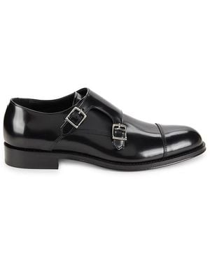 Saks Fifth Avenue Leather Double Monk Strap Shoes - Black