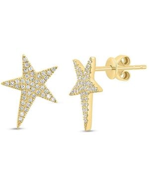 Saks Fifth Avenue 14k Yellow Gold & 0.25 Tcw Diamond Star Stud Earrings - Metallic