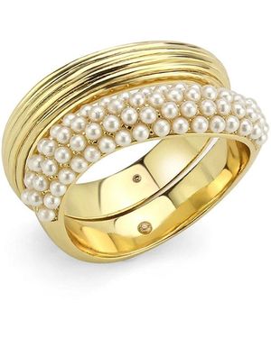 SAVIENE Goldplated Simulated Pearl & Cubic Zirconia Ring - Metallic