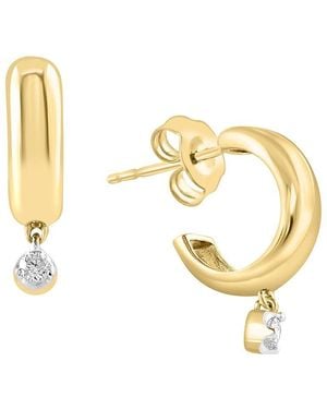 Effy ENY 14k Yellow Gold & 0.09 Tcw Diamond Earrings - Metallic