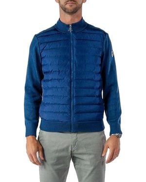 Woodpecker Quilted Mixed Media Jacket - Blue